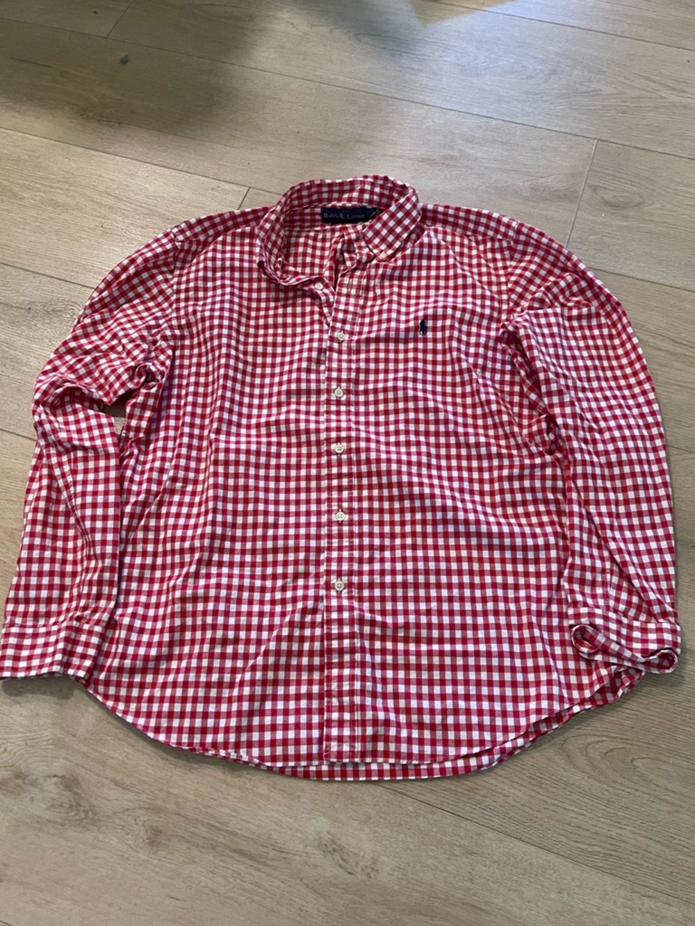 Ralph Lauren Red and White Gingham Button-Down Shirt